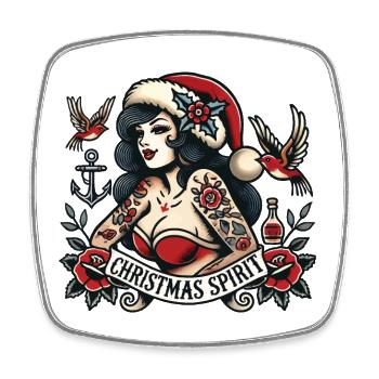 Weihnachtlicher Streetwear Tattoo Ästhetik - Viereckiger Kühlschrankmagnet - Weiß - Vorne