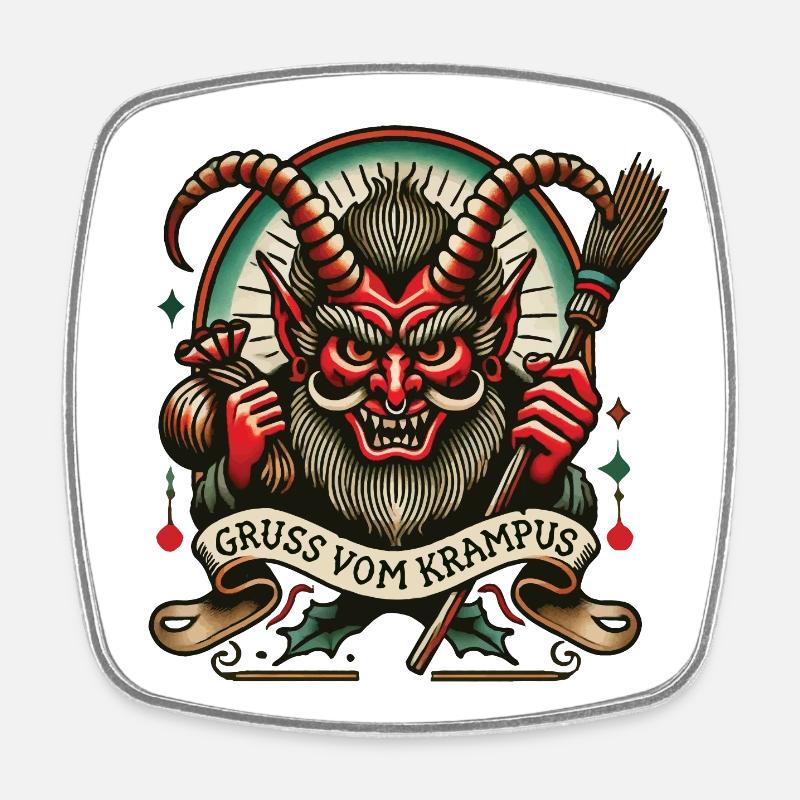 Gruss Vom Krampus Dunkle Weihnachten Folklore - Viereckiger Kühlschrankmagnet - Weiß
