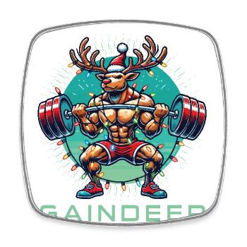 Strong Gaindeer Fitness Reindeer Gym Humor - Square fridge magnet - white - Front