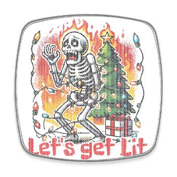 Funny Skeleton Christmas Let's Get Lit - Square fridge magnet - white - Front