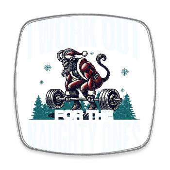 Krampus Trainiert Für Unartige Kids - Viereckiger Kühlschrankmagnet - Weiß - Vorne