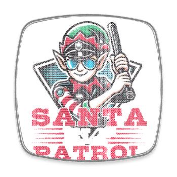 Santa Elf Patrol Lustige Weihnachtselfen Gruppe - Viereckiger Kühlschrankmagnet - Weiß - Vorne