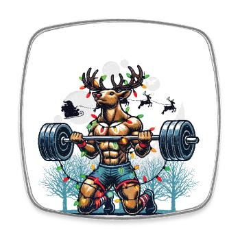 Gaindeer Funny Fitness Christmas Design - Square fridge magnet - white - Front