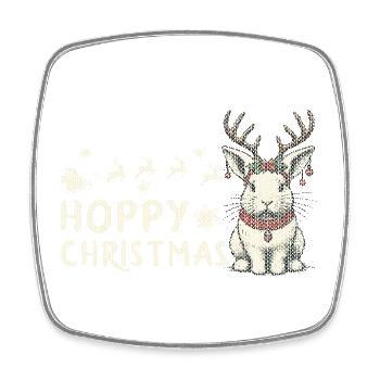 Hoppy Noël Drôle Lapin de Noël - Magnet carré - blanc - Devant