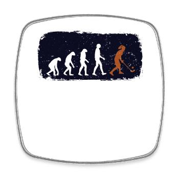 Hockey Evolution Retro Feldhockey Spielerin - Viereckiger Kühlschrankmagnet - Weiß - Vorne