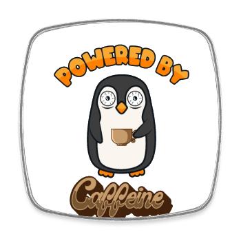 Powered by Caffeine Manchot empereur Manchot - Magnet carré - blanc - Devant