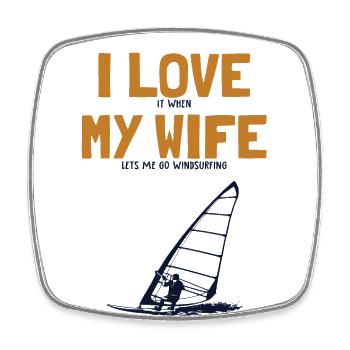 J'Aime Ma Femme Surfeur De Planche À Voile - Magnet carré - blanc - Devant