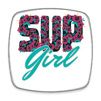 SUP Girl pour les filles et les femmes de Stand Up Paddle - Magnet carré - blanc - Devant