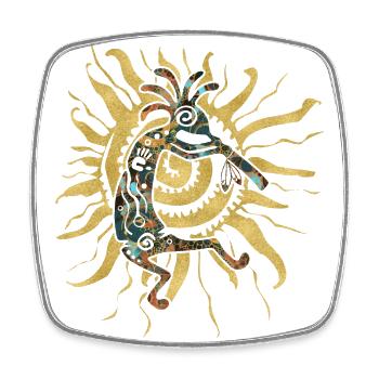Kokopelli Musican Plays For The Sun 1 - Square fridge magnet - white - Front