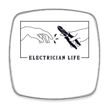 Michelangelo Creation of Adam Electrician Worker - Square fridge magnet - white - Front