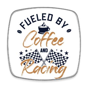 Fueled by Coffee and Racing Minicar Slot Car RC - Viereckiger Kühlschrankmagnet - Weiß - Vorne