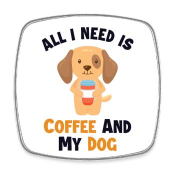 Coffee and my Dog Wiener Dog Dogfather Dog Mom - Square fridge magnet - white - Front
