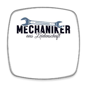 Mechaniker aus Leidenschaft Autoschrauber Kfz - Viereckiger Kühlschrankmagnet - Weiß - Vorne
