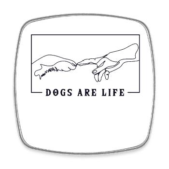 Michelangelo Creation of Adam Dogs Wauwau Rüde - Viereckiger Kühlschrankmagnet - Weiß - Vorne