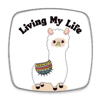 Living My Life Guanaco Llama Vicuna Breeder Alpaca - Square fridge magnet - white - Front