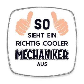 So sieht ein cooler Mechaniker aus Meister Kfz - Viereckiger Kühlschrankmagnet - Weiß - Vorne