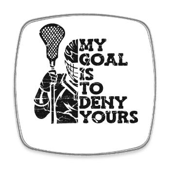 My Goal Is To Deny Yours Intercrosse Lax Spieler - Viereckiger Kühlschrankmagnet - Weiß - Vorne