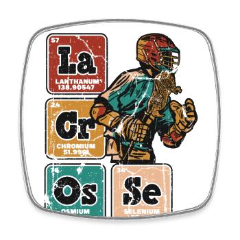 Lacrosse Periodic Table Of Elements Lax Spieler - Viereckiger Kühlschrankmagnet - Weiß - Vorne