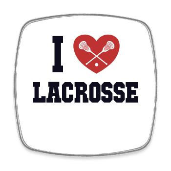 I love Lacrosse Lax Spieler Polocrosse - Viereckiger Kühlschrankmagnet - Weiß - Vorne