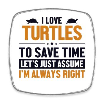 Tortues Supposons que j’ai raison Landschildkröte - Magnet carré - blanc - Devant