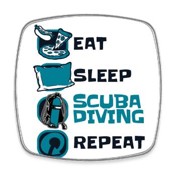 Manger Sleep Diving Repeat Diver Mask - Magnet carré - blanc - Devant