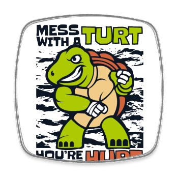 Mess with A Turt va blesser la tortue - Magnet carré - blanc - Devant