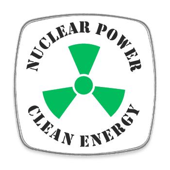 Nuclear Power, Clean Energy - Square fridge magnet - white - Front