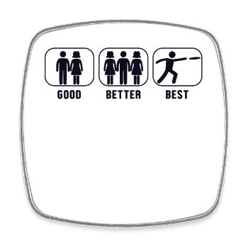 Good Better Best Disc Golf Korb Scheibe Disc - Viereckiger Kühlschrankmagnet - Weiß - Vorne