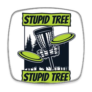 Stupid Tree Frisbee Golf Basket Disc Disc Golfer - Magnet carré - blanc - Devant