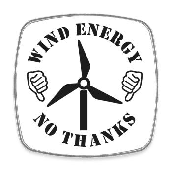 Wind Energy No Thanks, Thumbs down - Square fridge magnet - white - Front