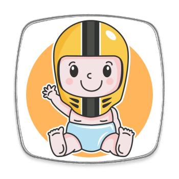 Motorrad Baby Biker Baby Geburt Schwangerschaft - Viereckiger Kühlschrankmagnet - Weiß - Vorne