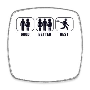 Good Better Best Lacrosse Intercrosse Lax Spieler - Viereckiger Kühlschrankmagnet - Weiß - Vorne