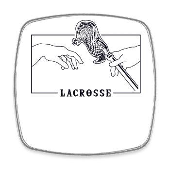 Michelangelo Creation of Adam Lacrosse Lax - Viereckiger Kühlschrankmagnet - Weiß - Vorne