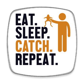 Eat Sleep Catch Repeat Kaulquappe Laubfrosch - Viereckiger Kühlschrankmagnet - Weiß - Vorne