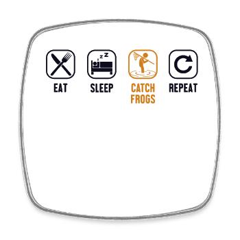Eat Sleep Catch Frogs Repeat Kröte Kaulquappe - Viereckiger Kühlschrankmagnet - Weiß - Vorne