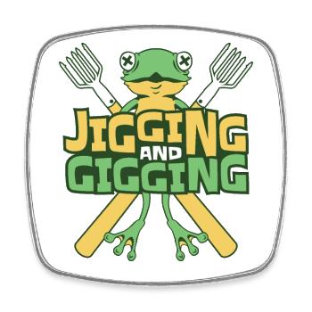 Jigging And Gigging Kröte Kaulquappe Frosch Fänger - Viereckiger Kühlschrankmagnet - Weiß - Vorne