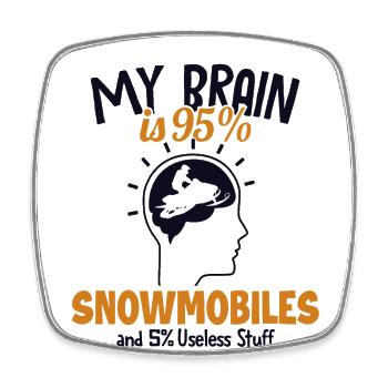 My Brain is 95% Snowmobiles Snowmobile Fahrer - Viereckiger Kühlschrankmagnet - Weiß - Vorne