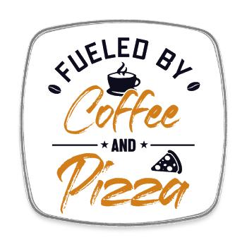 Fueled by Coffee and Pizza Pizzablech Pizzaofen - Viereckiger Kühlschrankmagnet - Weiß - Vorne