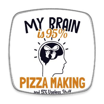 My Brain is 95% Pizza Making Pizza Pizzablech - Viereckiger Kühlschrankmagnet - Weiß - Vorne