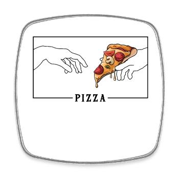 Michelangelo Creation of Adam Pizza Pizza - Viereckiger Kühlschrankmagnet - Weiß - Vorne