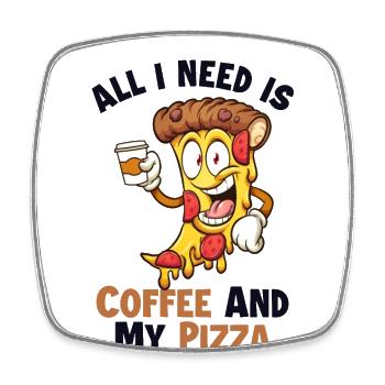 Coffee and my Pizza Pizza Pizzablech Pizzaofen - Viereckiger Kühlschrankmagnet - Weiß - Vorne