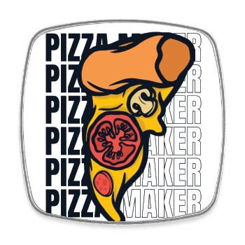 Pizza Maker Pizzaofen Pizza Pizzablech Pizzabäcker - Viereckiger Kühlschrankmagnet - Weiß - Vorne