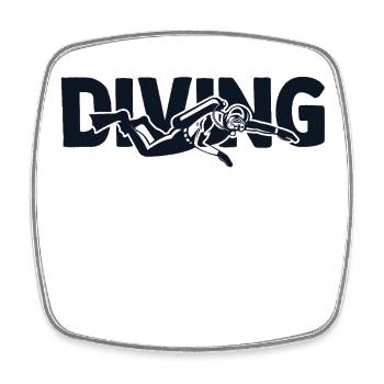 Diving Goggles Diving Mask Diving Fins - Square fridge magnet - white - Front