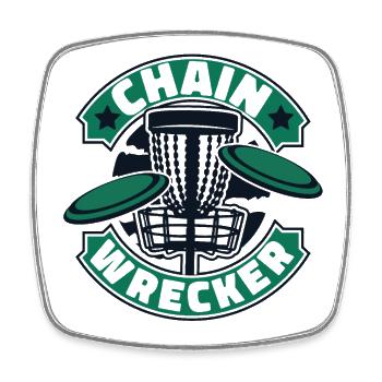 Chain Wrecker Frisbee Golf Korb Scheibe Disc - Viereckiger Kühlschrankmagnet - Weiß - Vorne