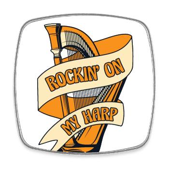 Rockin On My Harp Harfe Konzertharfe Harfenspieler - Viereckiger Kühlschrankmagnet - Weiß - Vorne