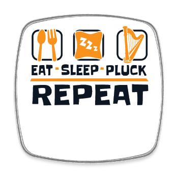Eat Sleep Pluck Repeat Harfe Konzertharfe - Viereckiger Kühlschrankmagnet - Weiß - Vorne