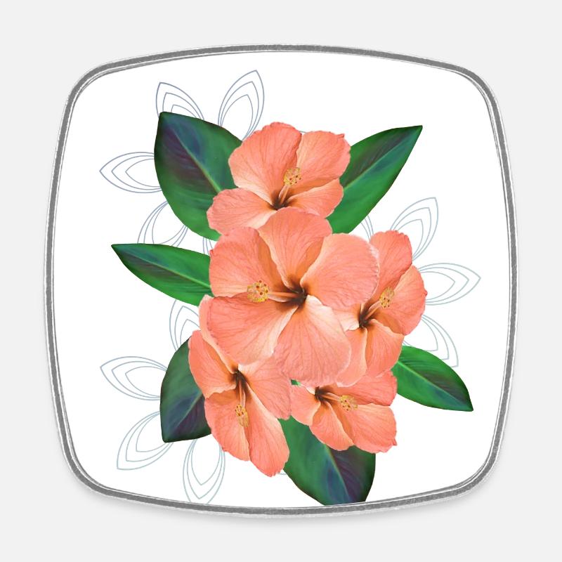 Bouquet de fleurs d’hibiscus - Bouquet - Fleurs - Magnet carré - blanc