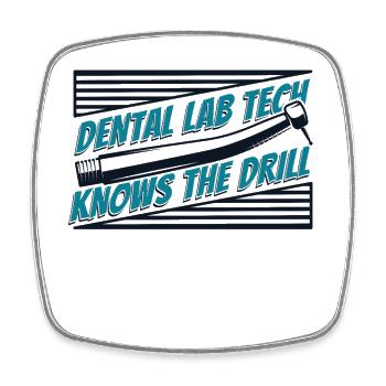 Knows The Drill Zahnlabor Dentallabor - Viereckiger Kühlschrankmagnet - Weiß - Vorne