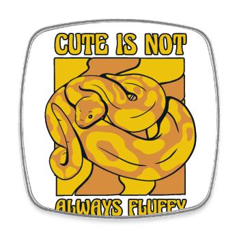 Cute Is Not Always Fluffy Python Snake Banana - Square fridge magnet - white - Front