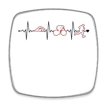 Triathlon Heartbeat Triathlonrad Triathlet Profi - Viereckiger Kühlschrankmagnet - Weiß - Vorne